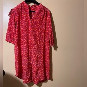 Tucker 100% silk printed shirt dress with sash